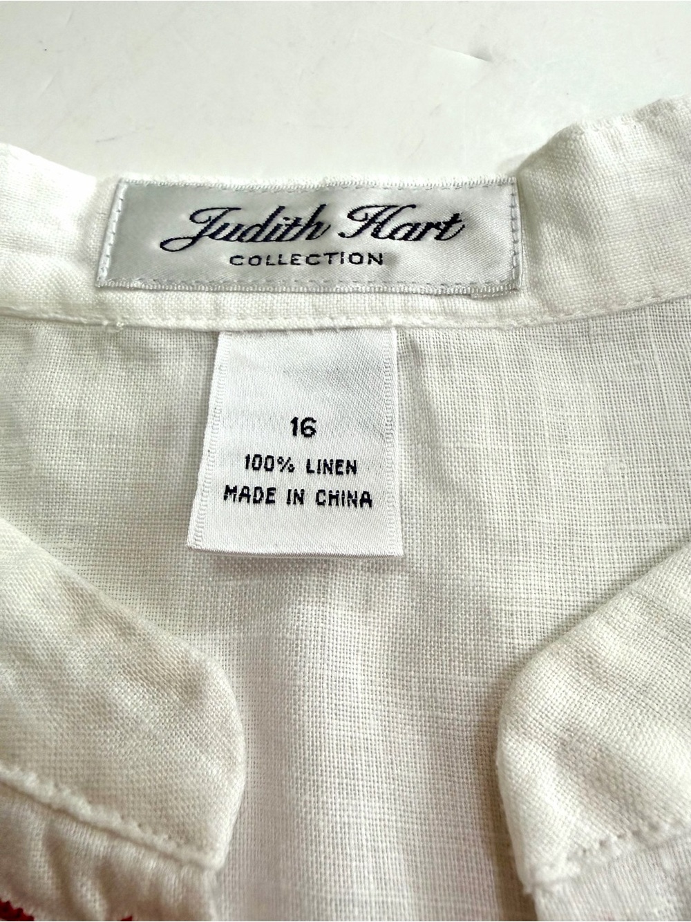 White Linen Floral Embroidered Top Size 16 Boho Peasant Tunic Breathable Summer - Picture 8 of 11
